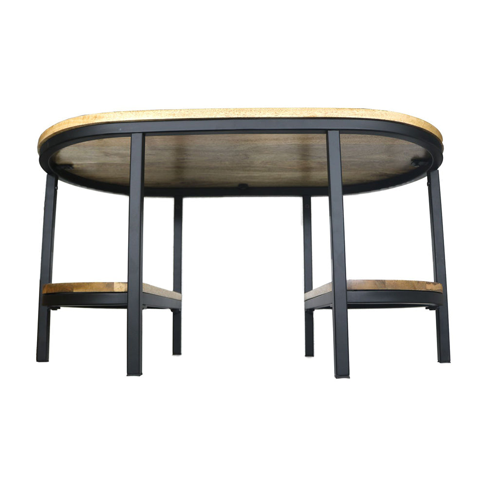 Glanz Wooden Coffee Table With Shelves - Natural