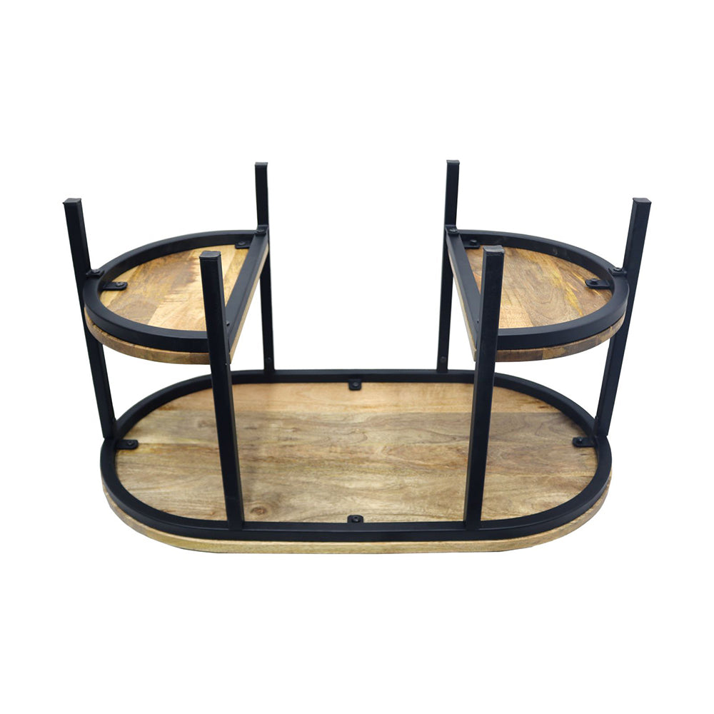 Glanz Wooden Coffee Table With Shelves - Natural