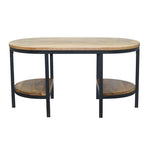 Metal Center Table With Wooden Top For Home Decor And Office