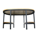 Metal Center Table With Wooden Top For Home Decor And Office