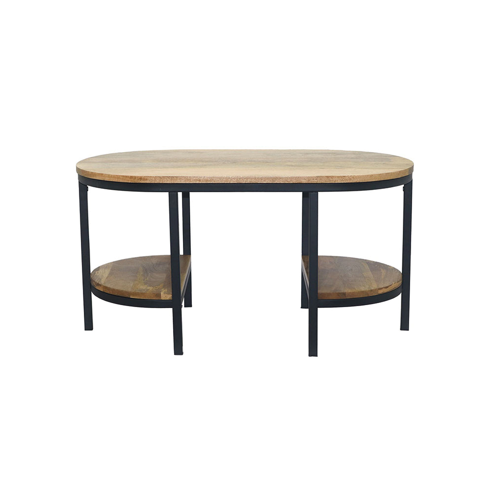 Glanz Wooden Coffee Table With Shelves - Natural
