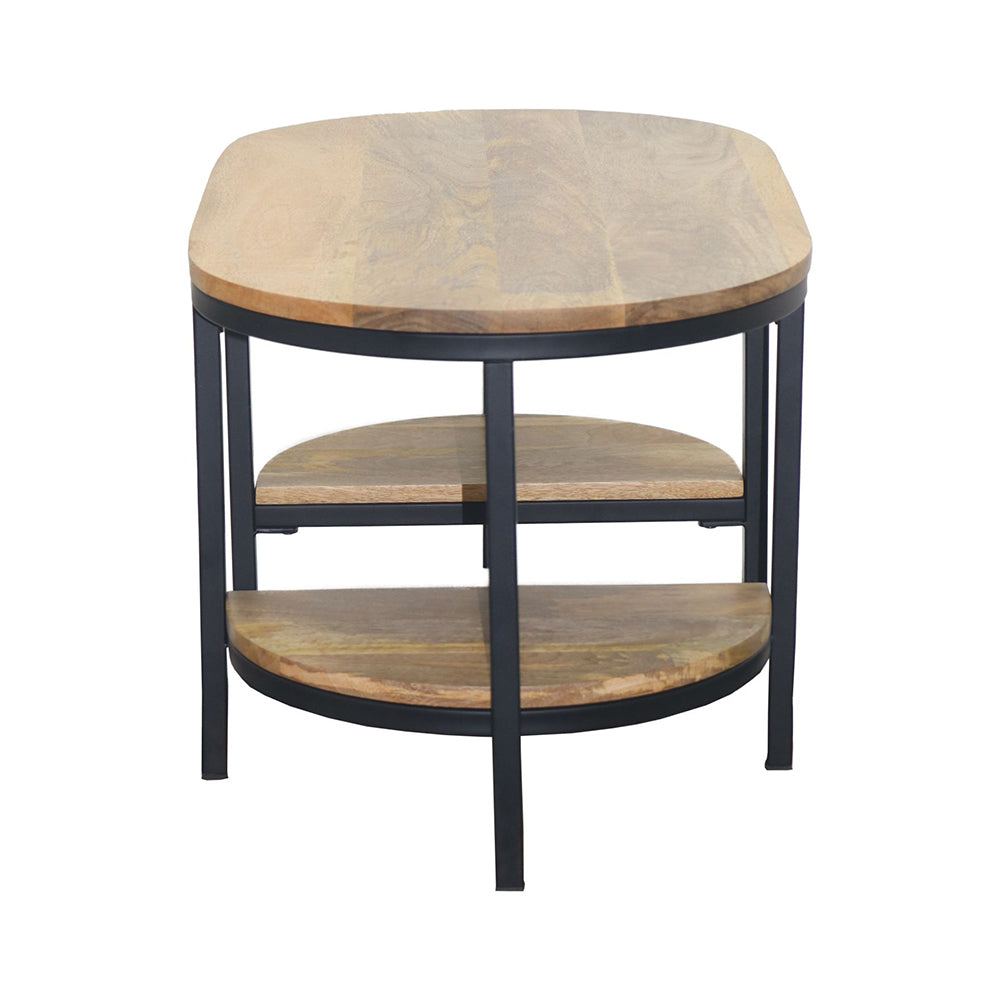 Glanz Wooden Coffee Table With Shelves - Natural