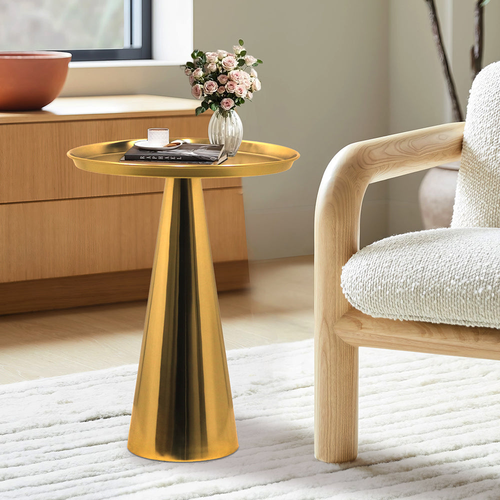 Steel Designer Metal Cone Side Table For Indoor, Outdoor, Home And Office