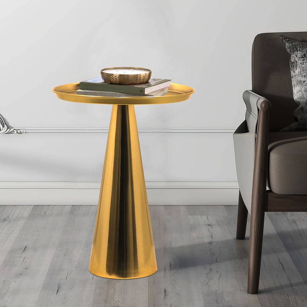 Steel Designer Metal Cone Side Table For Indoor, Outdoor, Home And Office