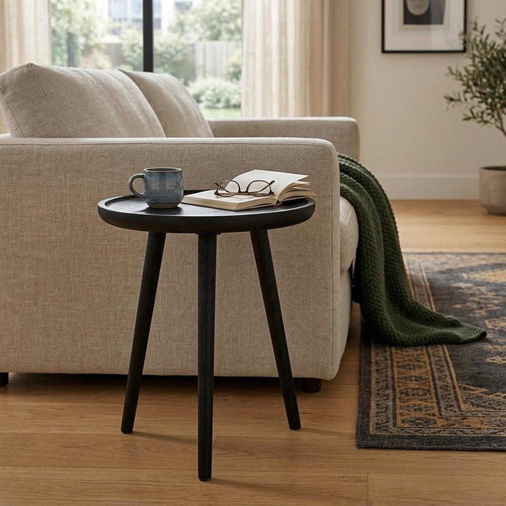 Tripod Wooden Side Table - Black