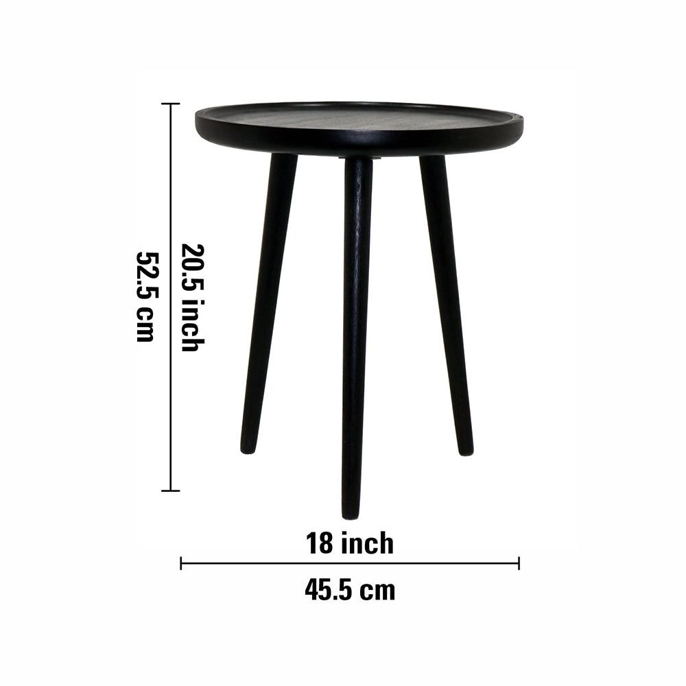 Tripod Wooden Side Table - Black