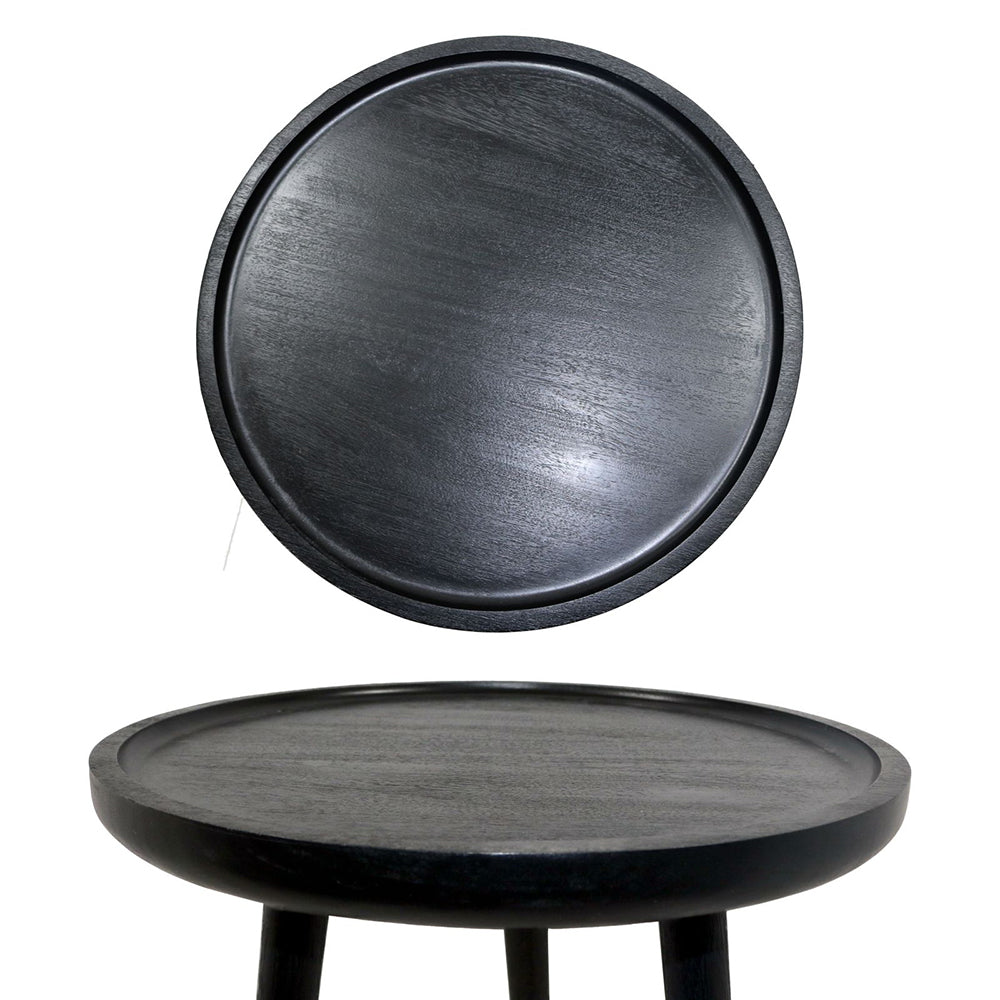 Tripod Wooden Side Table - Black