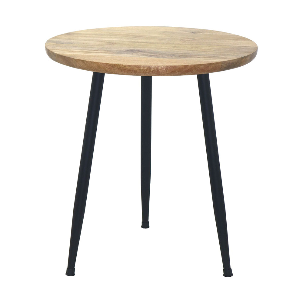 Tripod Metal Side Table With Wooden Top - Natural