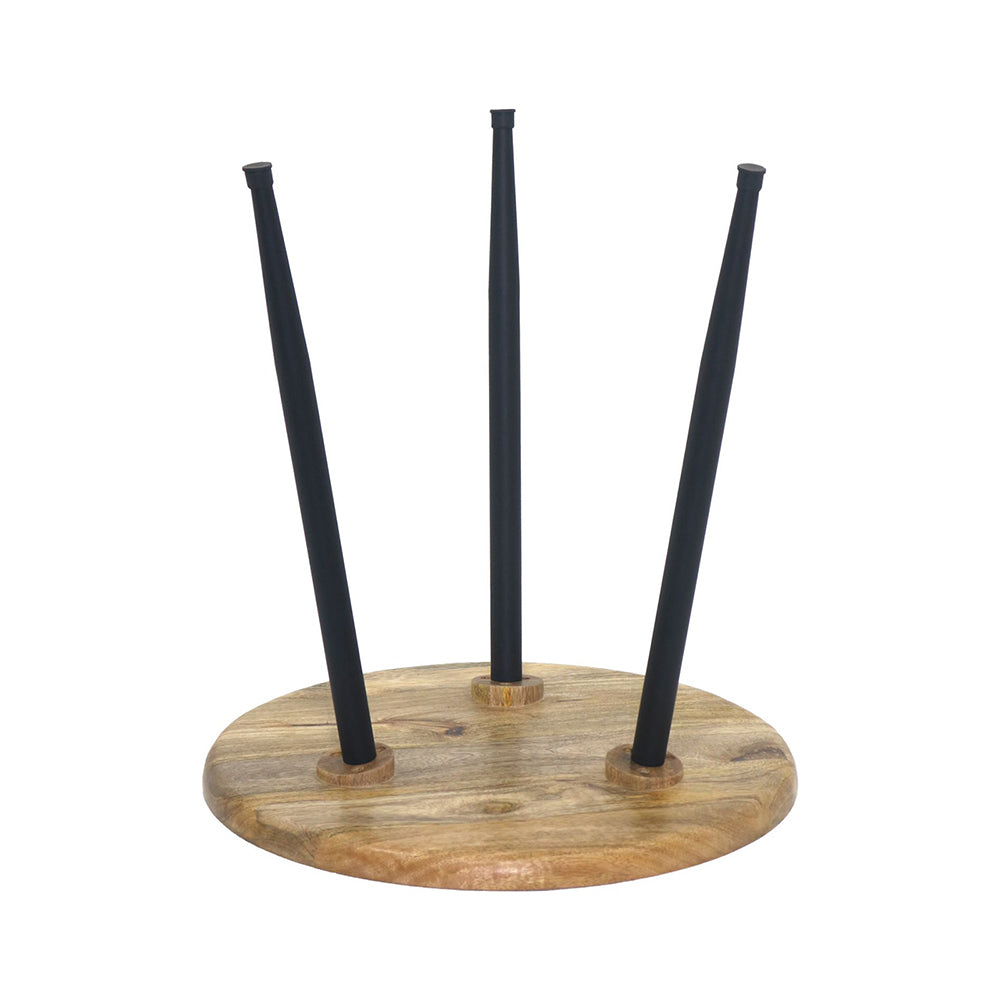 Tripod Metal Side Table With Wooden Top - Natural