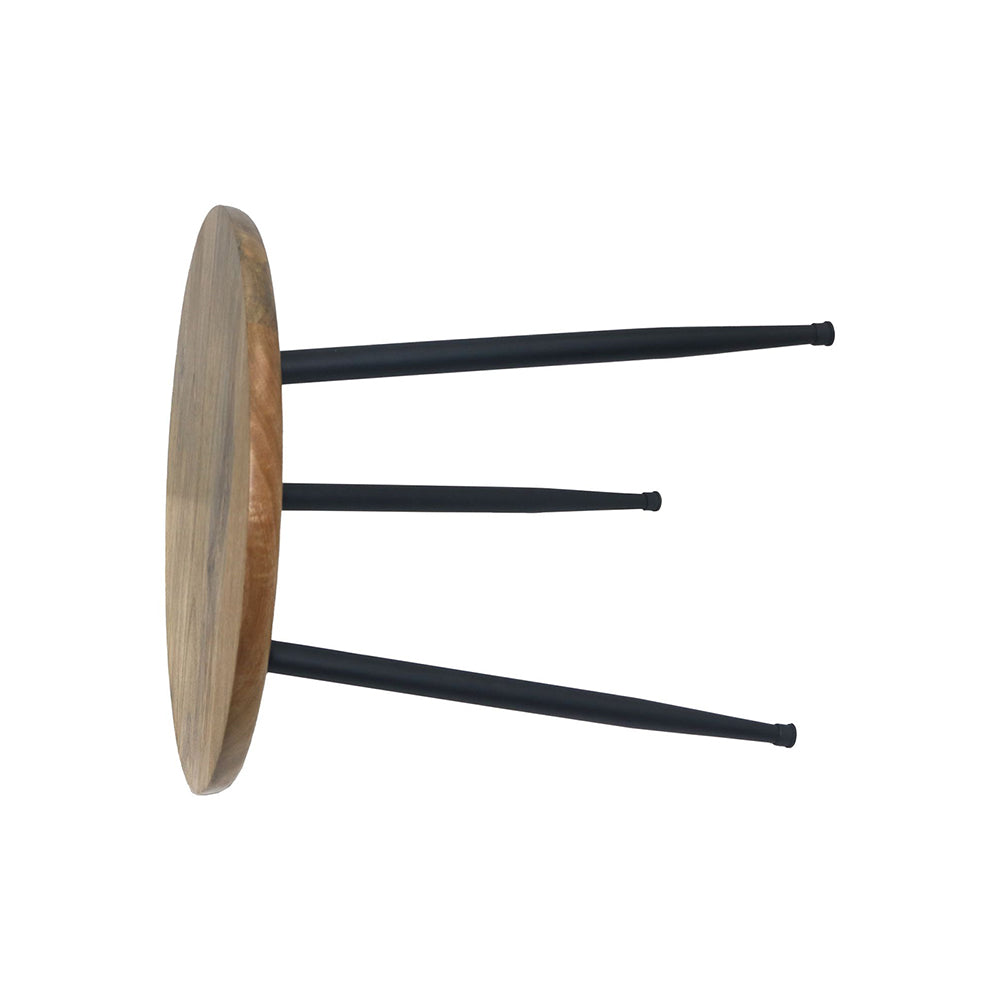 Tripod Metal Side Table With Wooden Top - Natural