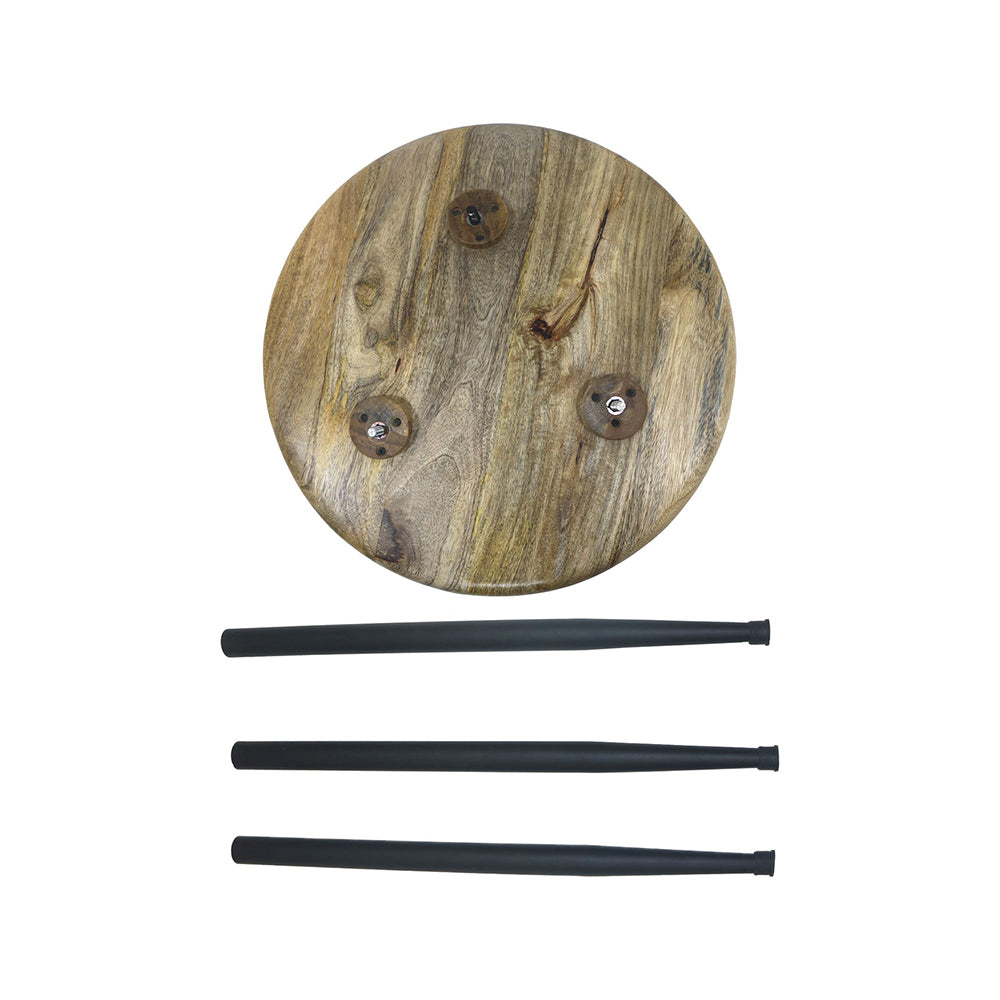 Tripod Metal Side Table With Wooden Top - Natural