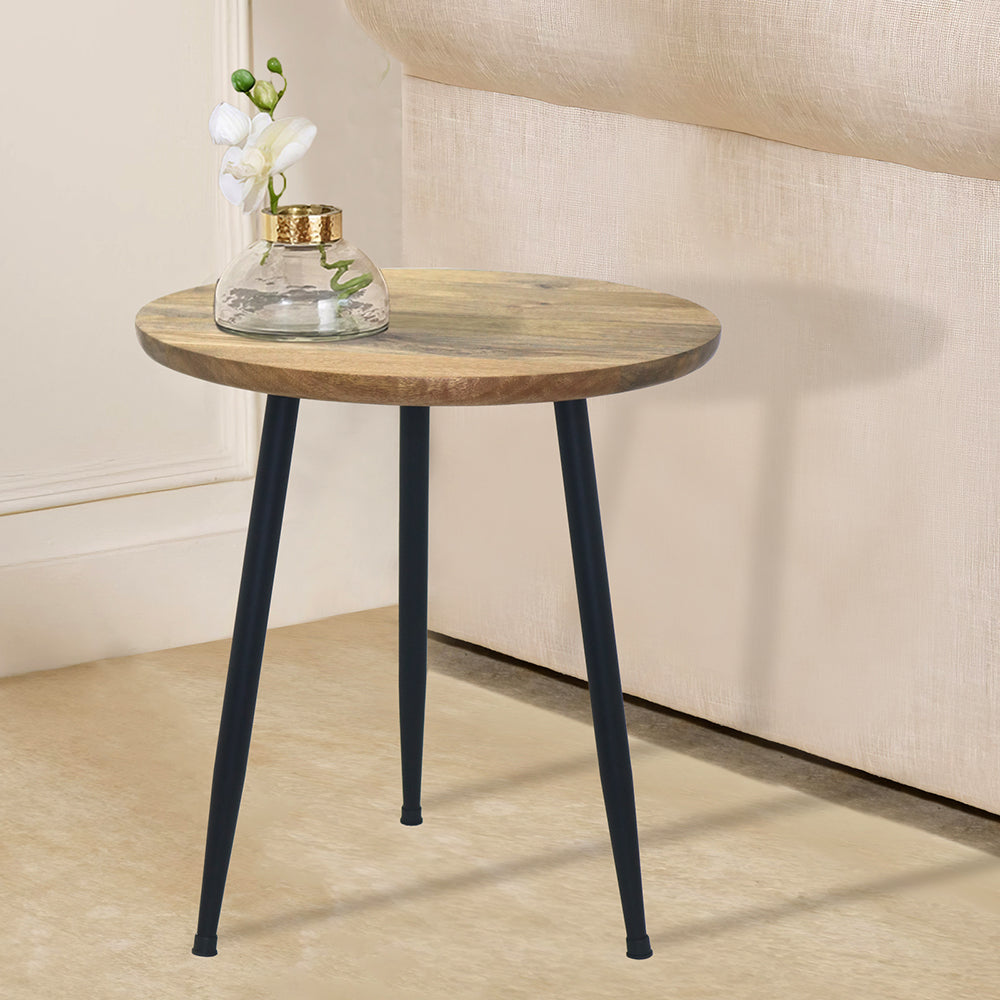 Wooden & Metal Side Table For Living Room, Bedroom, Kitchen, Home, Balcony And Office