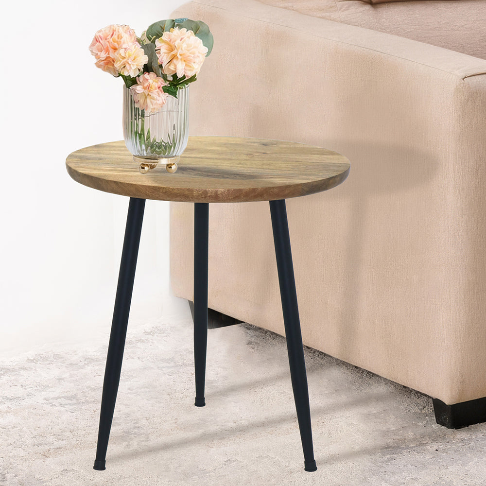 Wooden & Metal Side Table For Living Room, Bedroom, Kitchen, Home, Balcony And Office