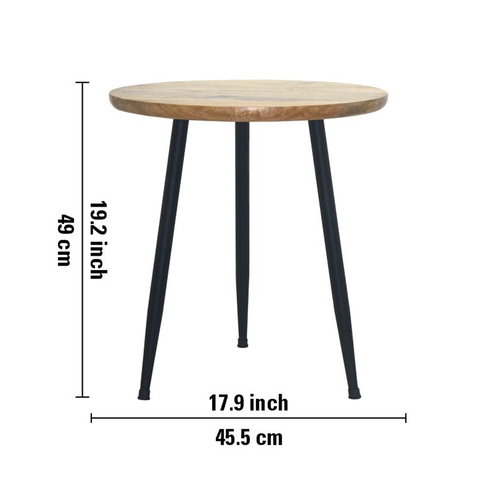 Tripod Metal Side Table With Wooden Top - Natural