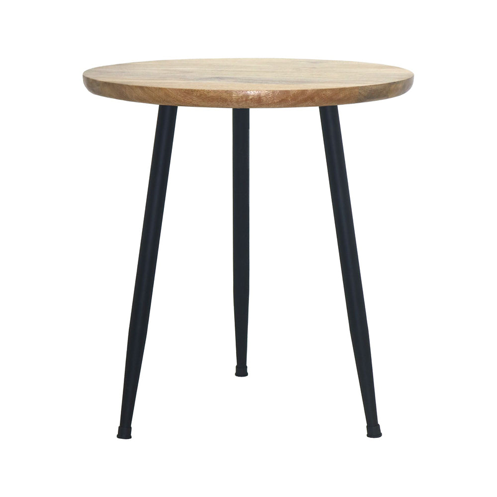Tripod Metal Side Table With Wooden Top - Natural