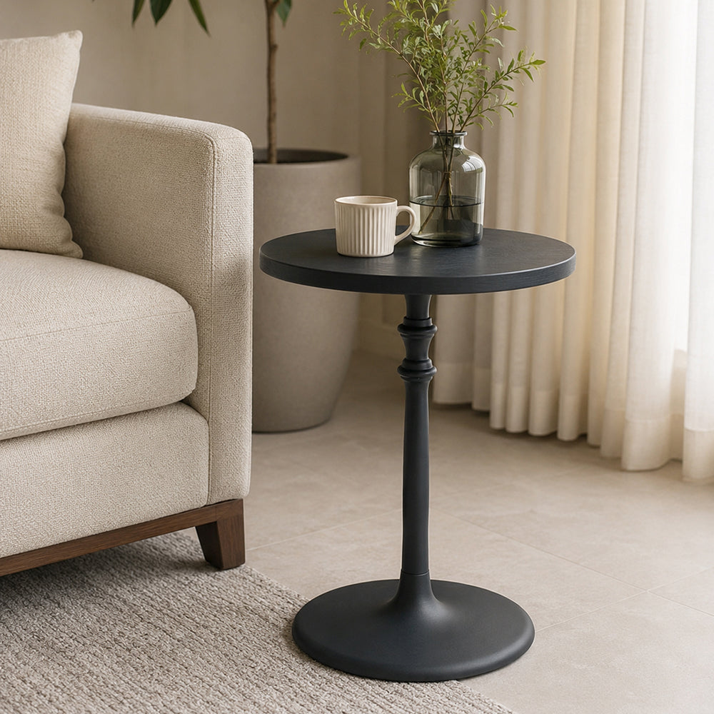 Timber Metal Side Table - Black