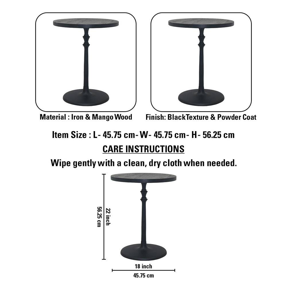 Wooden & Metal Side Table For Living Room, Bedroom, Kitchen, Home, Balcony And Office