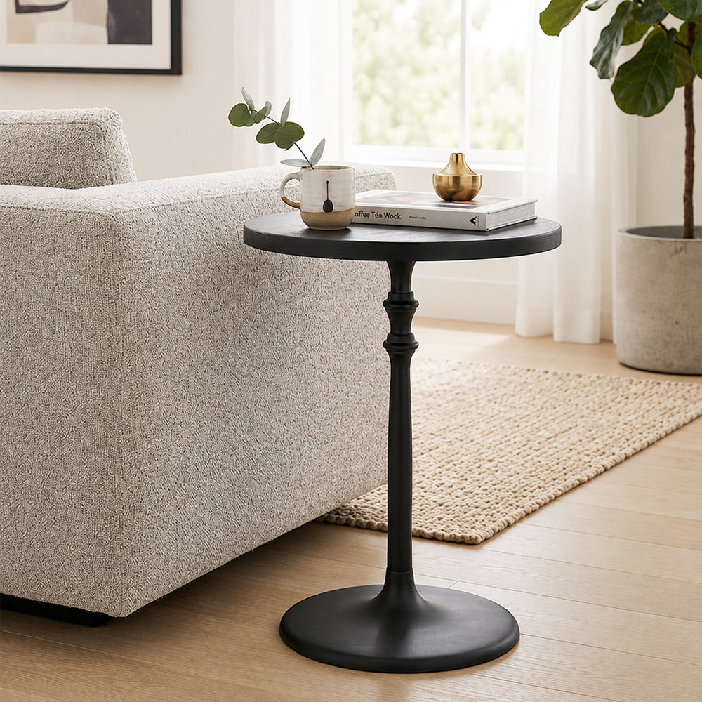 Timber Metal Side Table - Black