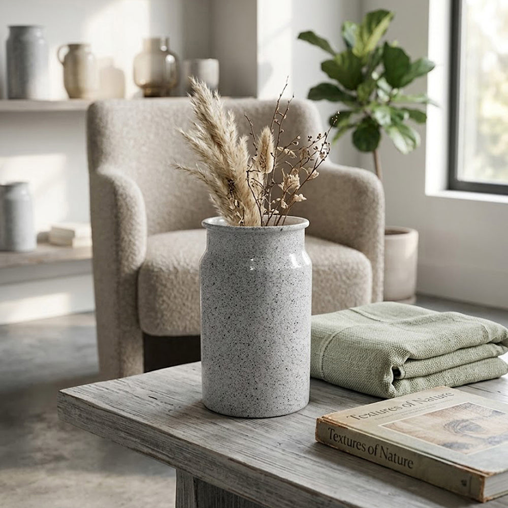 Metal Vase, Large - White