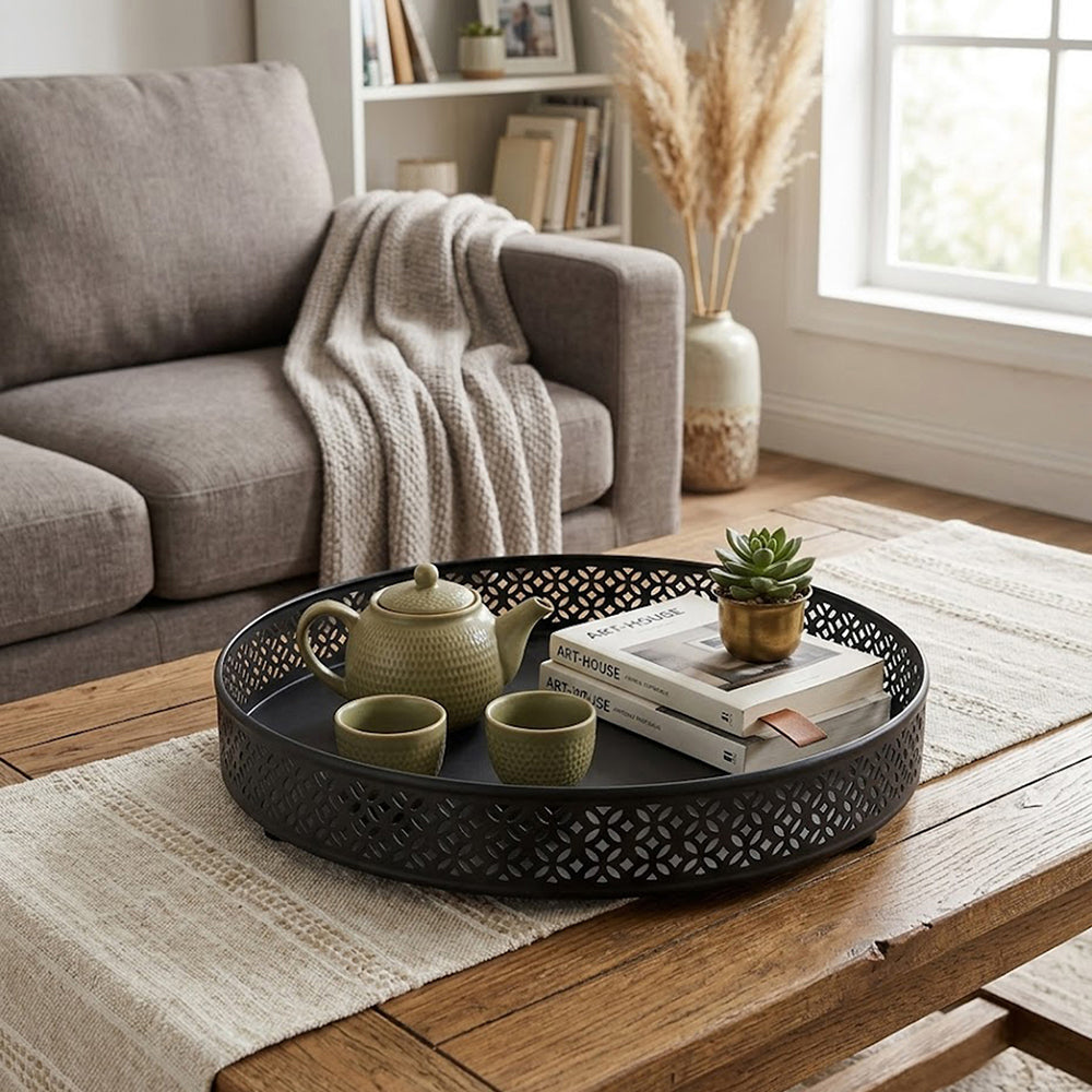 Fana Metal Serving Tray - Black