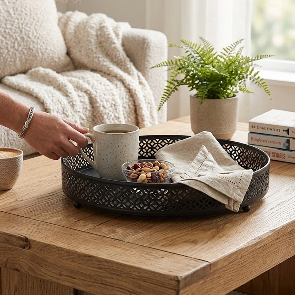Fana Metal Serving Tray - Black