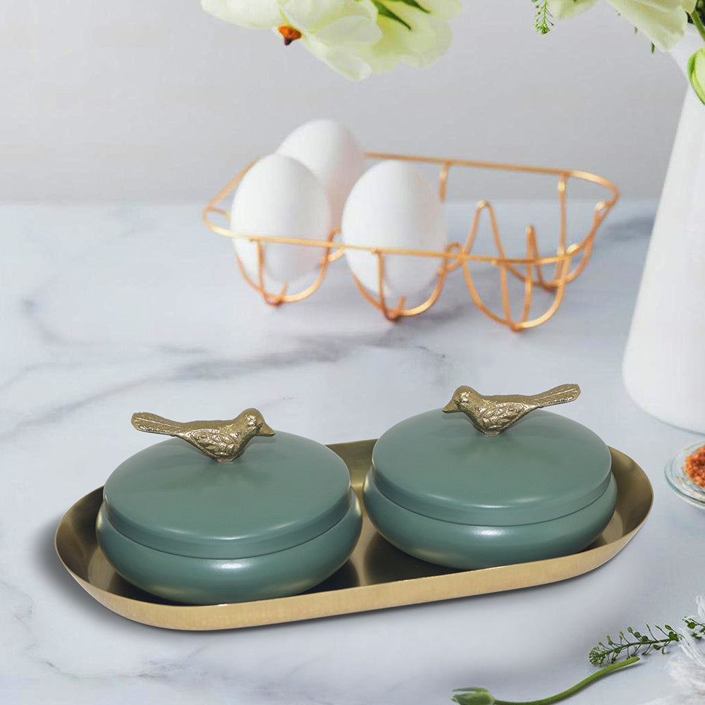 Metalsmith 2 Decorative Dryfruit Boxes With 1 Tray I Multipurpose Containers With Lid For Storing Snacks, Dryfruits, Pickels, Cookies