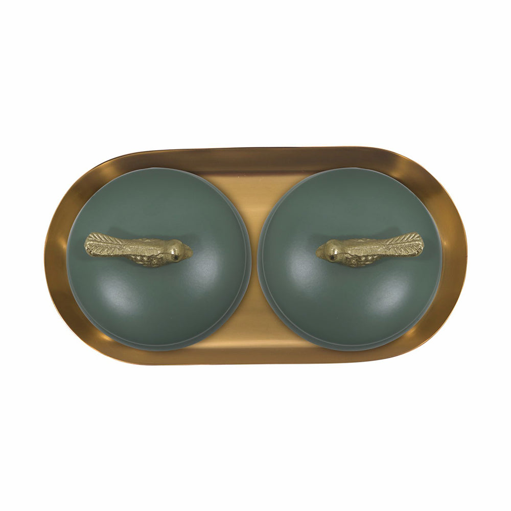 Metalsmith 2 Decorative Dryfruit Boxes With 1 Tray I Multipurpose Containers With Lid For Storing Snacks, Dryfruits, Pickels, Cookies