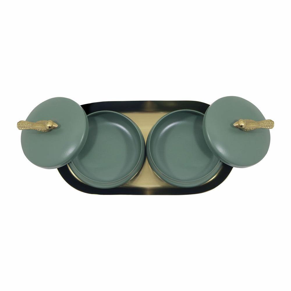 Metalsmith 2 Decorative Dryfruit Boxes With 1 Tray I Multipurpose Containers With Lid For Storing Snacks, Dryfruits, Pickels, Cookies