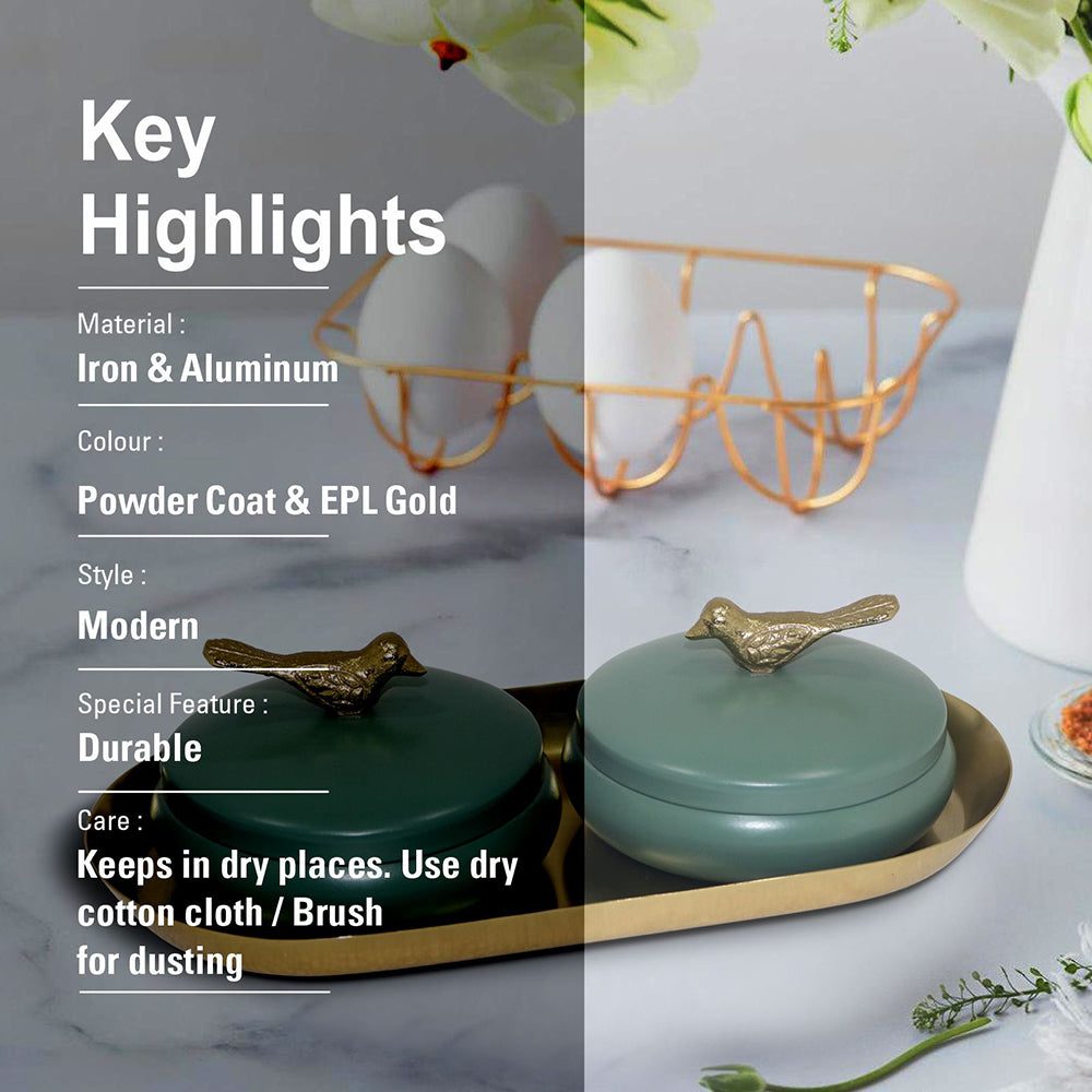 Metalsmith 2 Decorative Dryfruit Boxes With 1 Tray I Multipurpose Containers With Lid For Storing Snacks, Dryfruits, Pickels, Cookies