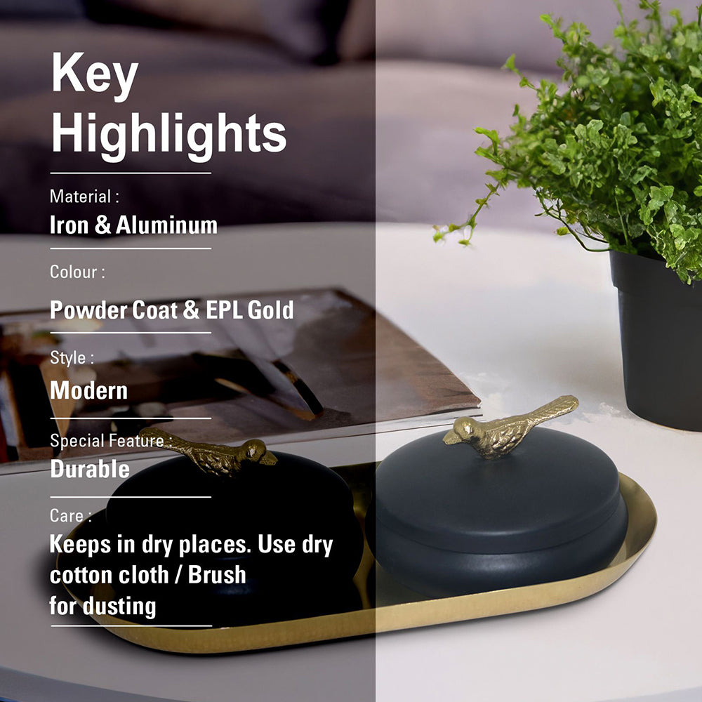 Metalsmith 2 Decorative Dryfruit Boxes With 1 Tray I Multipurpose Containers With Lid For Storing Snacks, Dryfruits, Pickels, Cookies