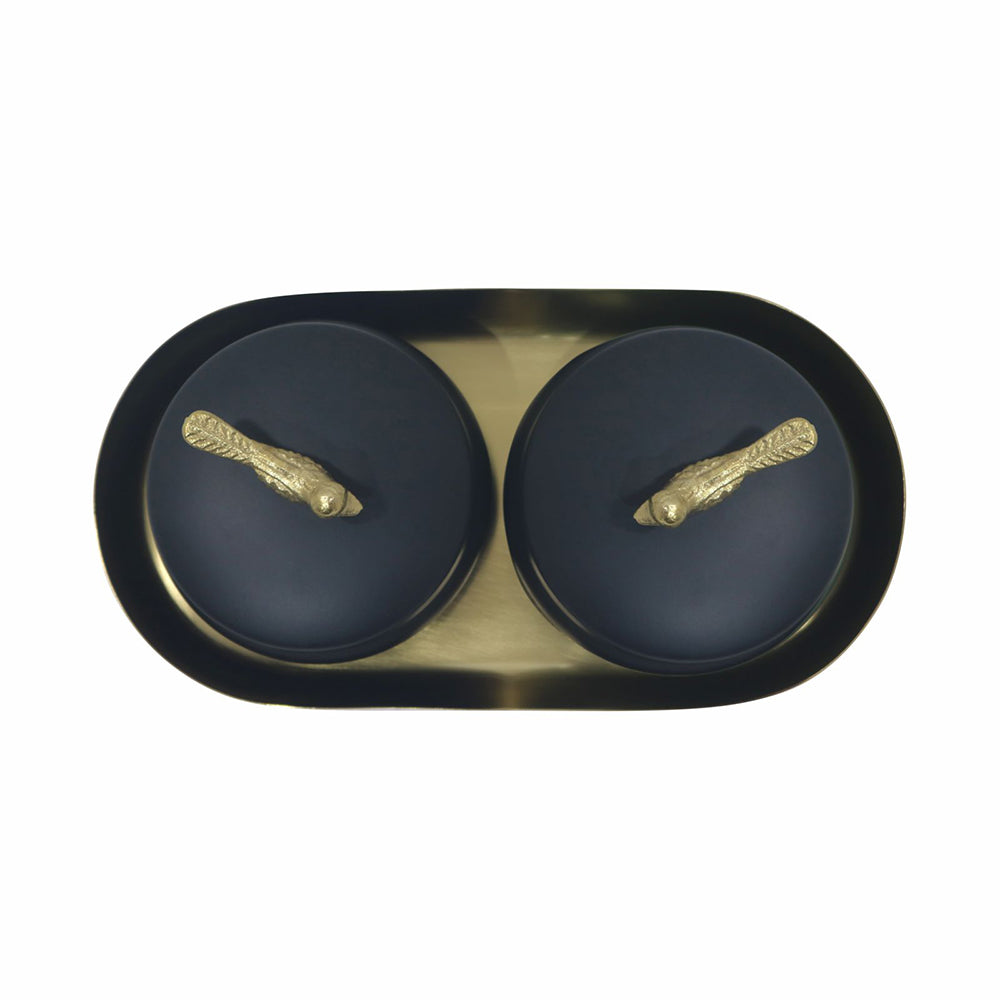 Metalsmith 2 Decorative Dryfruit Boxes With 1 Tray I Multipurpose Containers With Lid For Storing Snacks, Dryfruits, Pickels, Cookies