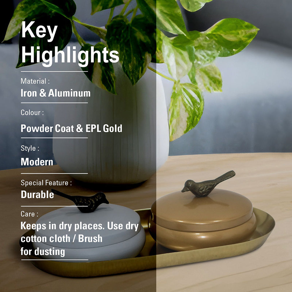 Metalsmith 2 Decorative Dryfruit Boxes With 1 Tray I Multipurpose Containers With Lid For Storing Snacks, Dryfruits, Pickels, Cookies