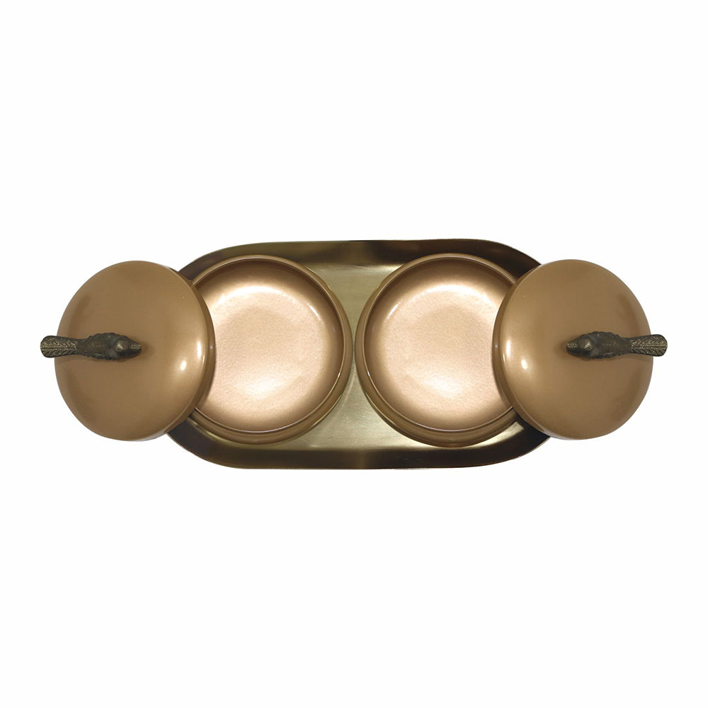 Metalsmith 2 Decorative Dryfruit Boxes With 1 Tray I Multipurpose Containers With Lid For Storing Snacks, Dryfruits, Pickels, Cookies