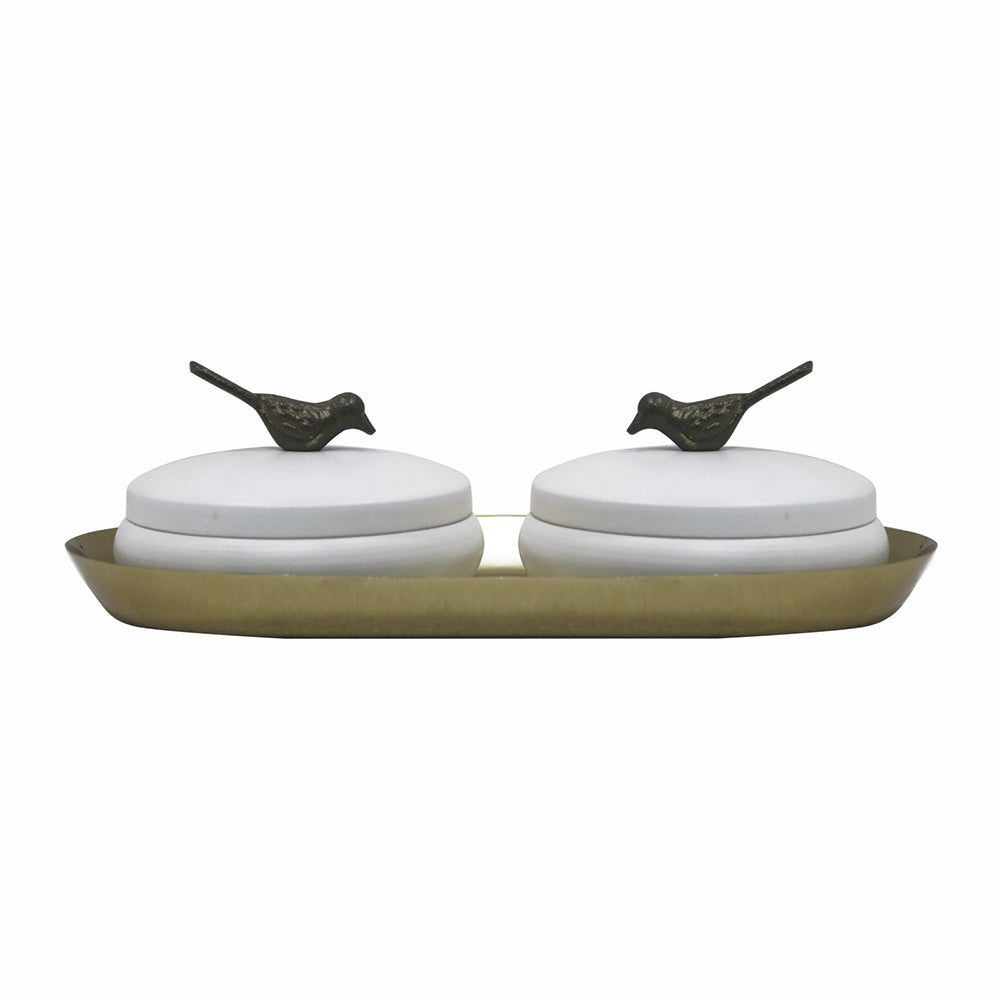 Metalsmith 2 Decorative Dryfruit Boxes With 1 Tray I Multipurpose Containers With Lid For Storing Snacks, Dryfruits, Pickels, Cookies