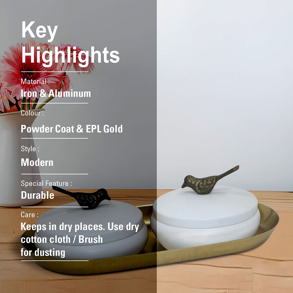 Metalsmith 2 Decorative Dryfruit Boxes With 1 Tray I Multipurpose Containers With Lid For Storing Snacks, Dryfruits, Pickels, Cookies