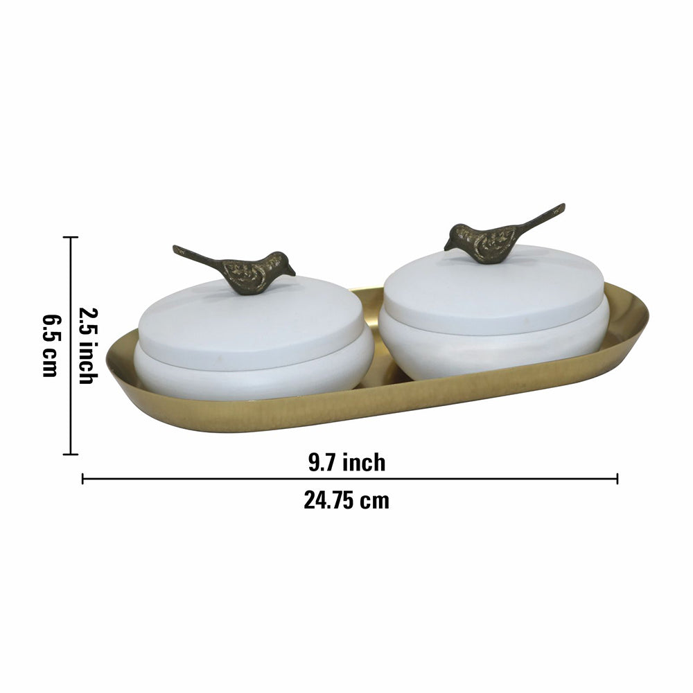 Metalsmith 2 Decorative Dryfruit Boxes With 1 Tray I Multipurpose Containers With Lid For Storing Snacks, Dryfruits, Pickels, Cookies