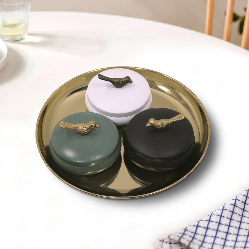 Metalsmith 2 Decorative Dryfruit Boxes With 1 Tray I Multipurpose Containers With Lid For Storing Snacks, Dryfruits, Pickels, Cookies