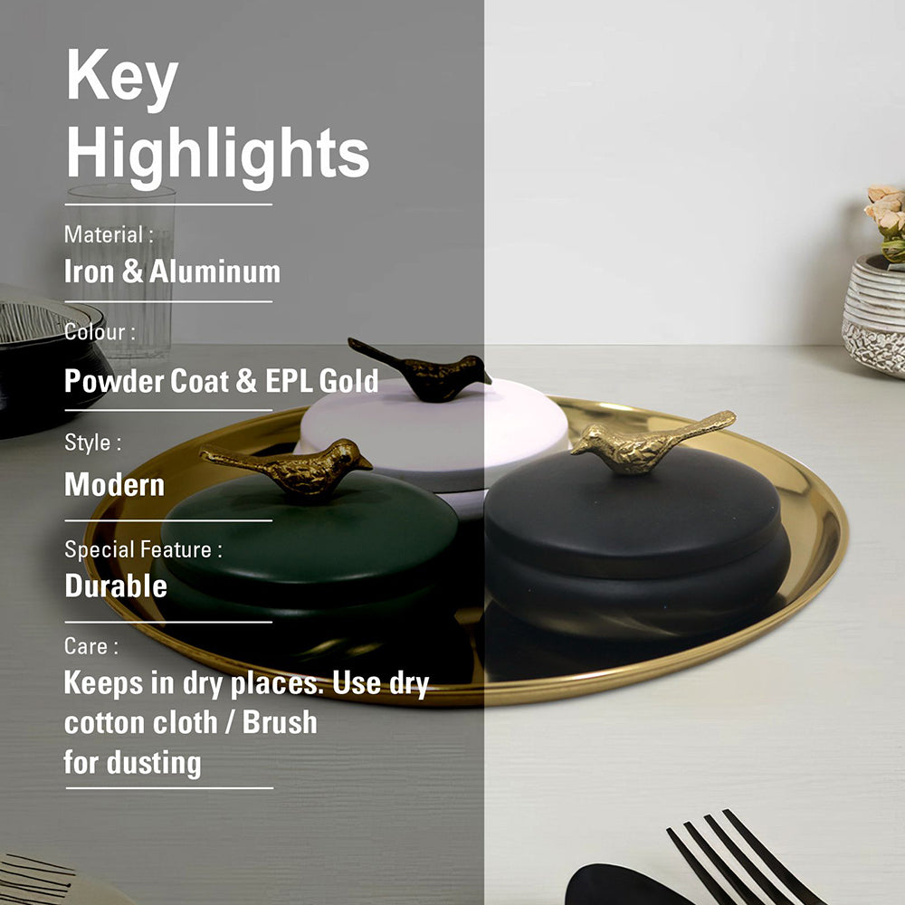 Metalsmith 2 Decorative Dryfruit Boxes With 1 Tray I Multipurpose Containers With Lid For Storing Snacks, Dryfruits, Pickels, Cookies