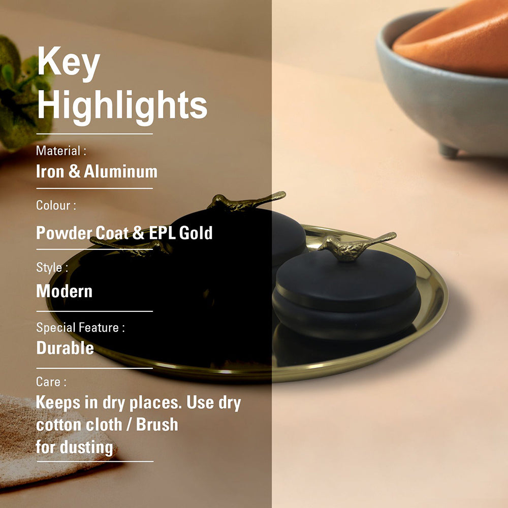 Metalsmith 2 Decorative Dryfruit Boxes With 1 Tray I Multipurpose Containers With Lid For Storing Snacks, Dryfruits, Pickels, Cookies