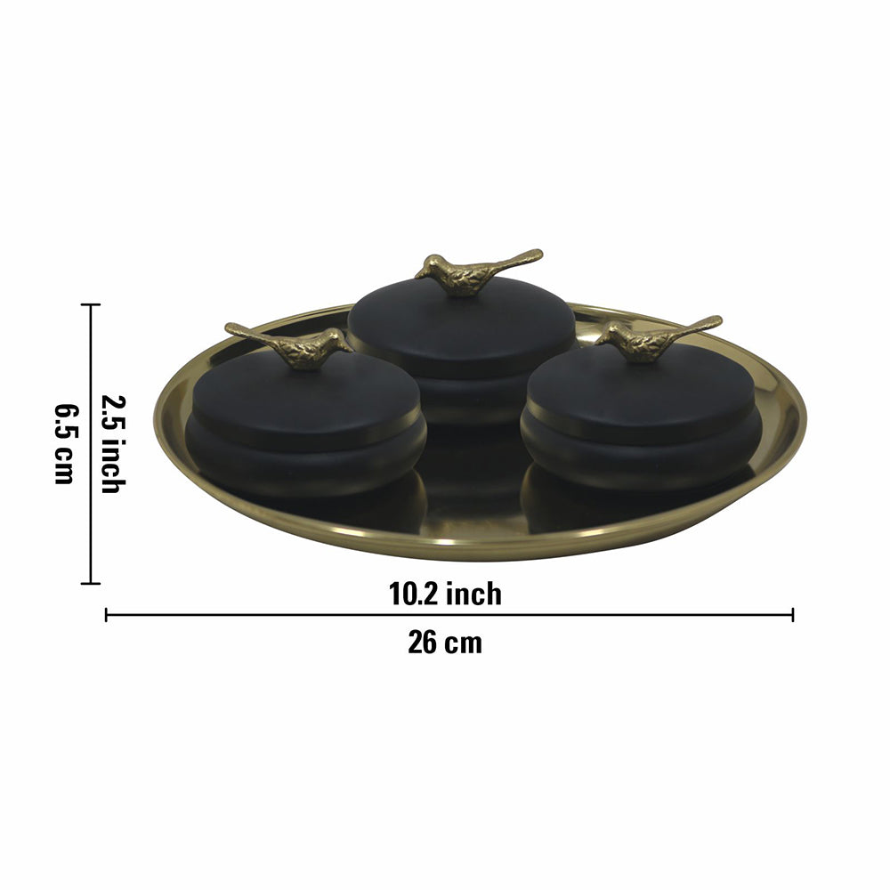 Metalsmith 2 Decorative Dryfruit Boxes With 1 Tray I Multipurpose Containers With Lid For Storing Snacks, Dryfruits, Pickels, Cookies