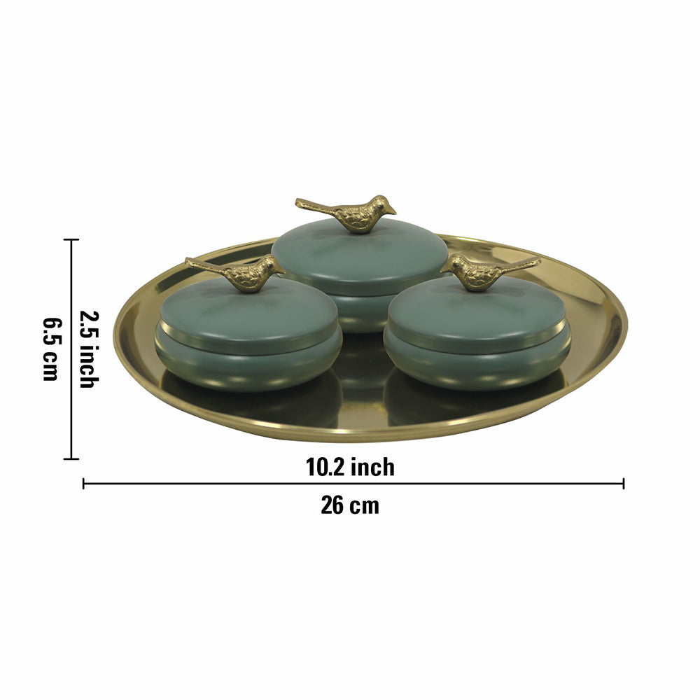 Metalsmith 2 Decorative Dryfruit Boxes With 1 Tray I Multipurpose Containers With Lid For Storing Snacks, Dryfruits, Pickels, Cookies