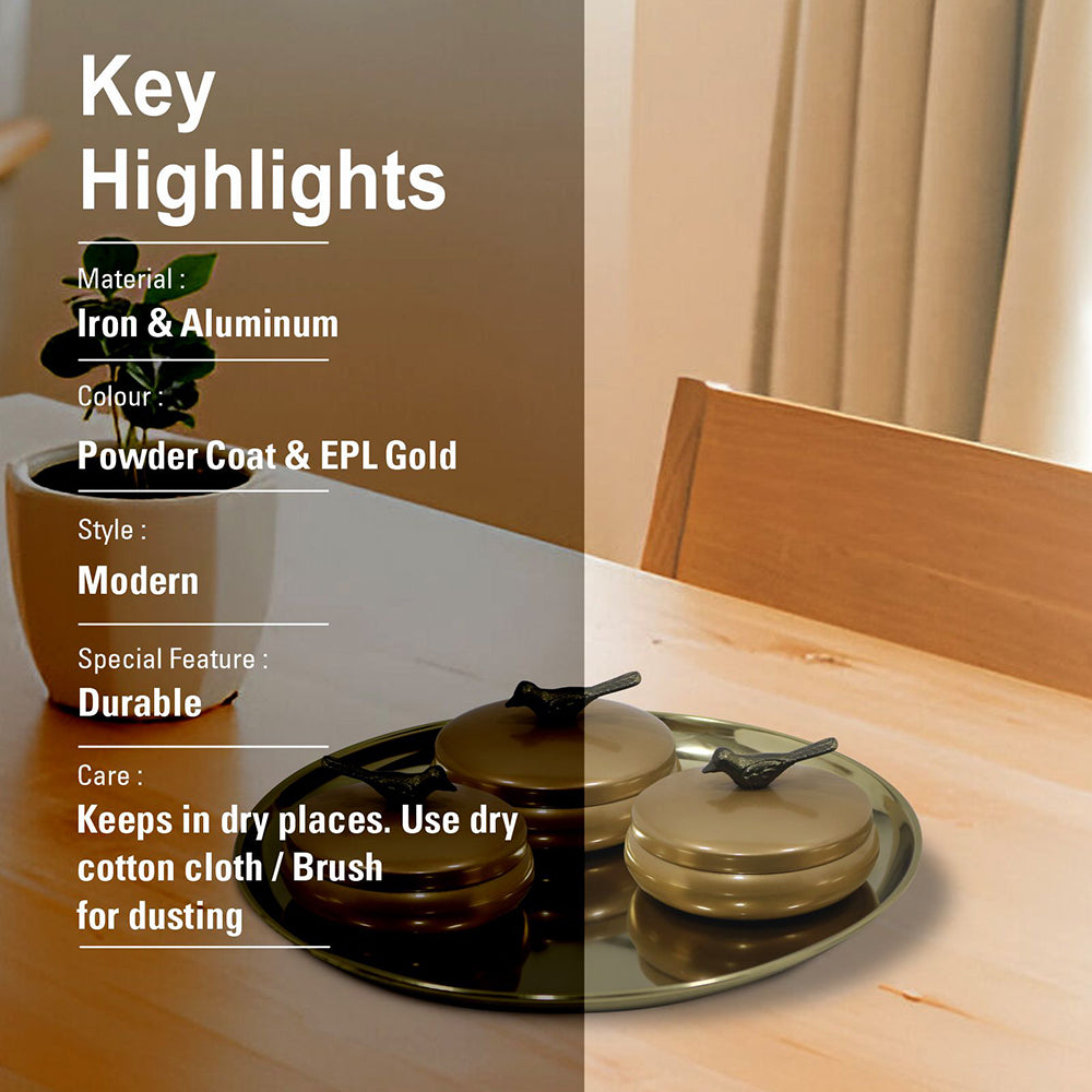 Metalsmith 2 Decorative Dryfruit Boxes With 1 Tray I Multipurpose Containers With Lid For Storing Snacks, Dryfruits, Pickels, Cookies