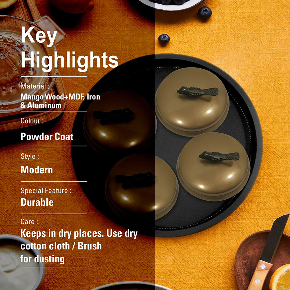 Wooden Black Tray With Four Box For Home , Kitchen , Office