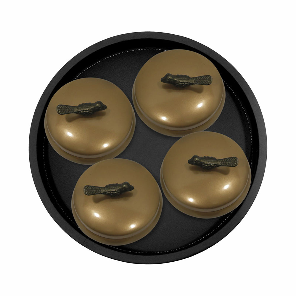 Wooden Black Tray With Four Box For Home , Kitchen , Office