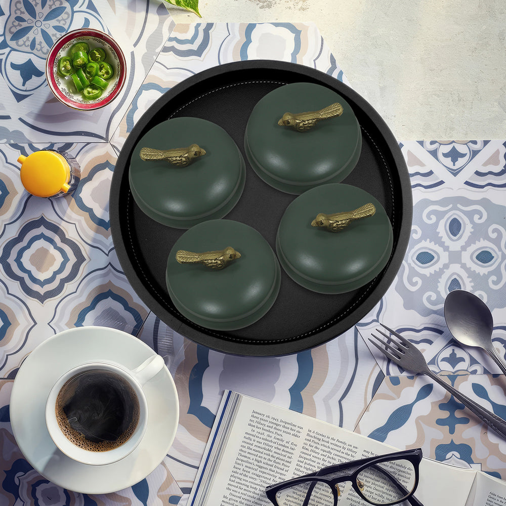 Wooden Black Tray With Four Box For Home , Kitchen , Office