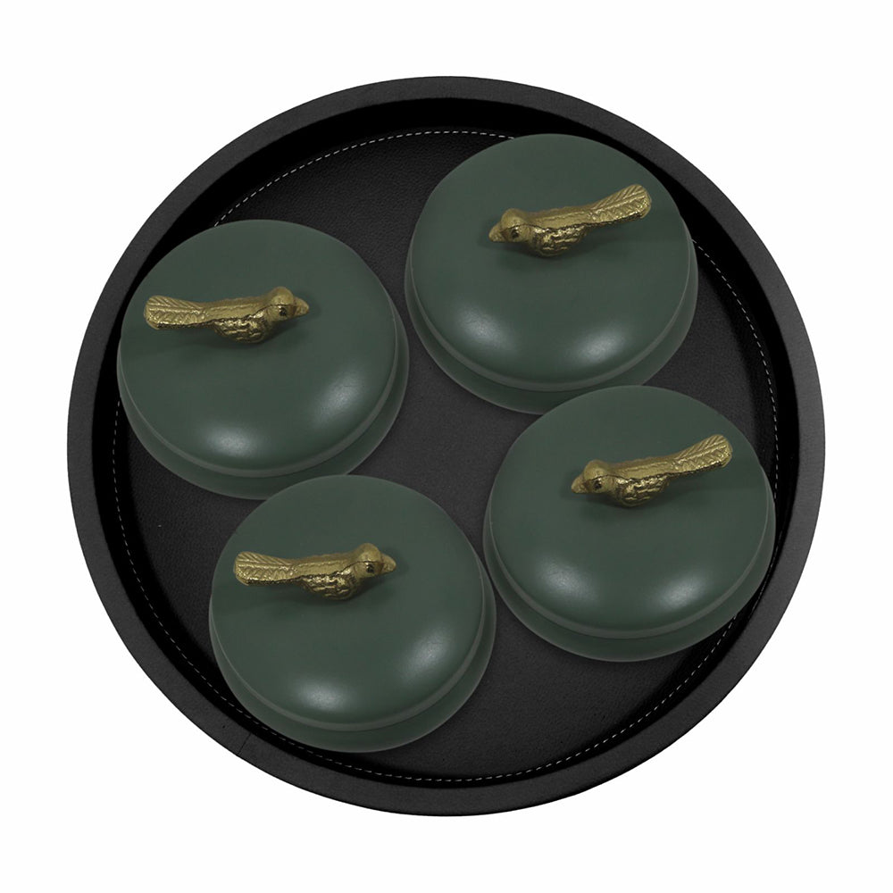 Wooden Black Tray With Four Box For Home , Kitchen , Office