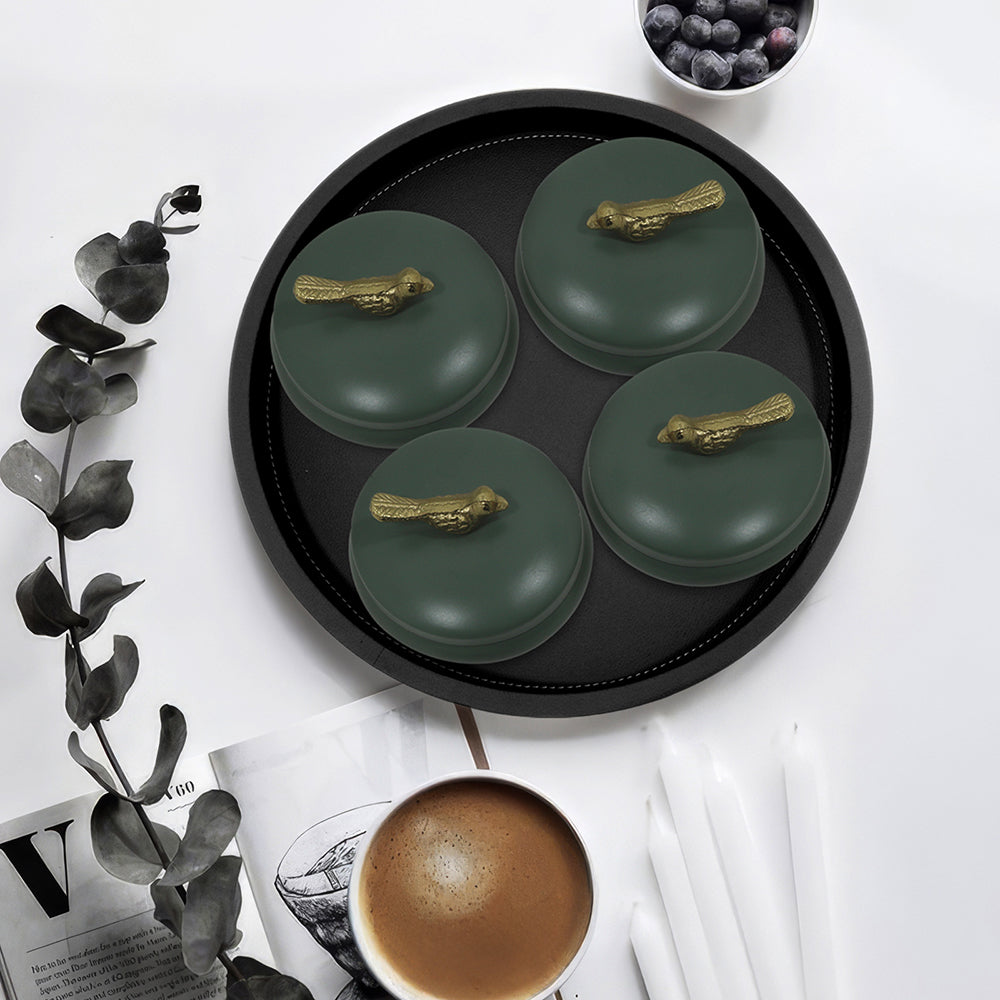 Wooden Black Tray With Four Box For Home , Kitchen , Office