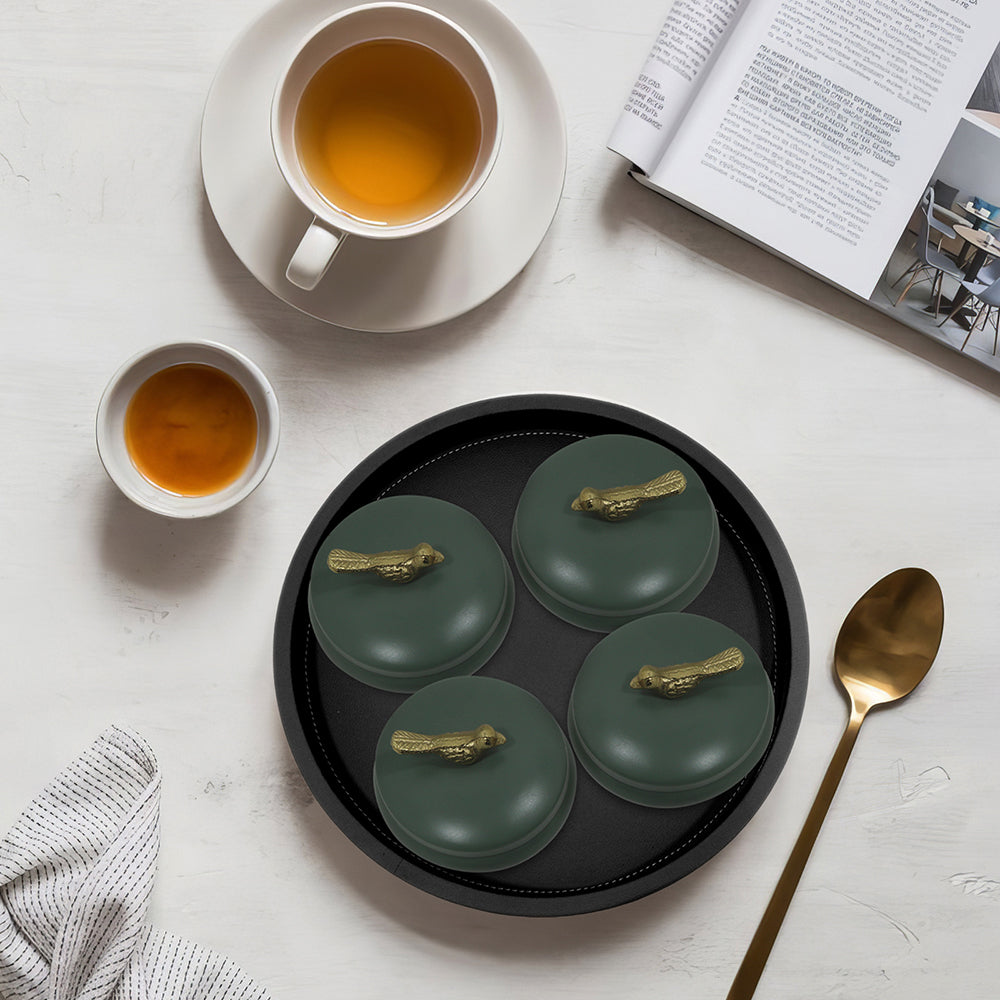 Wooden Black Tray With Four Box For Home , Kitchen , Office