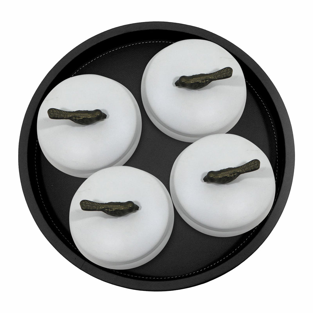 Wooden Black Tray With Four Box For Home , Kitchen , Office