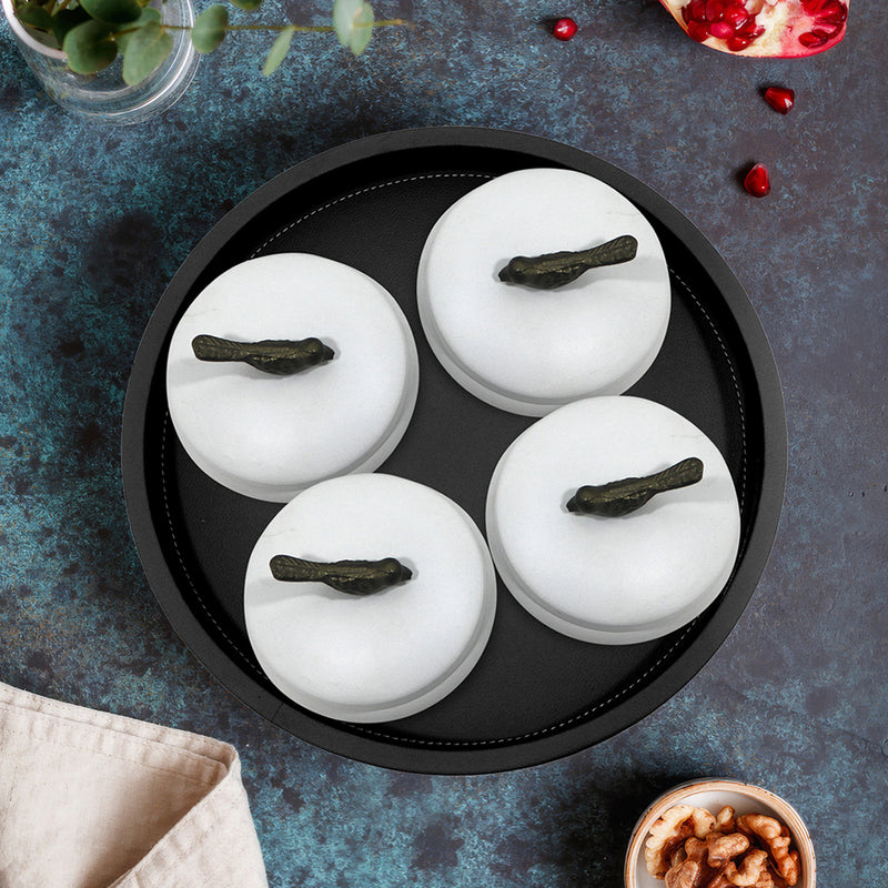 Wooden Black Tray With Four Box For Home , Kitchen , Office